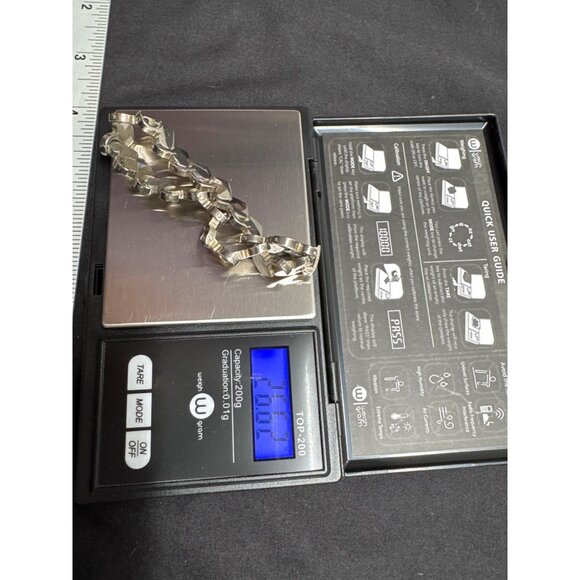 Sterling Silver Heart Linked Link Bracelet Modernist Minimalist Sculptural Love - Picture 6 of 6